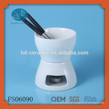 Pequeno conjunto simples fondue de cerâmica, fondue de chocolate cerâmico de cor sólida definido para dois, FDA, CE / UE, Certificação SGS e Fondue Set